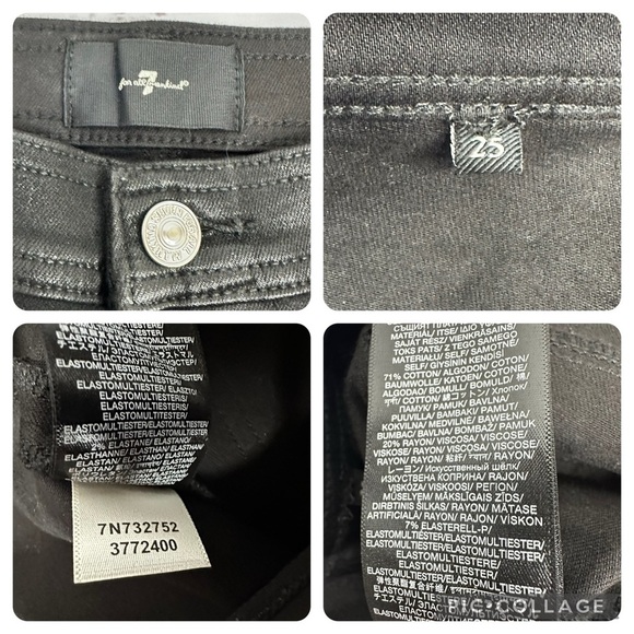7 for All Mankind size 25 Coated Black Darted Boyfriend Jogger Jeans - Picture 13 of 14